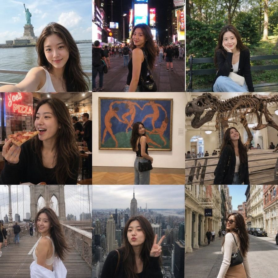 纽约旅游 Instagram 九宫格 - GPT Image 2 旅行图片处理提示词